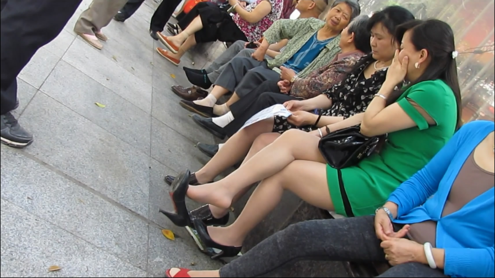 Beautiful woman at the bus stop